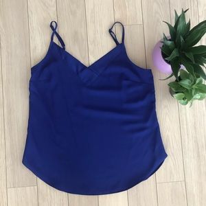 DYNAMITE | Royal Blue Satin V-Neck Blouse